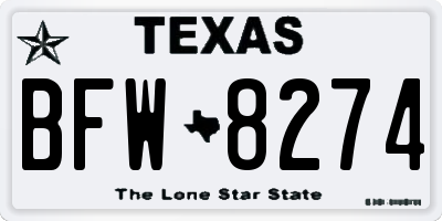 TX license plate BFW8274