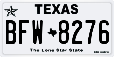 TX license plate BFW8276