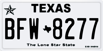 TX license plate BFW8277