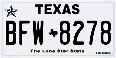 TX license plate BFW8278