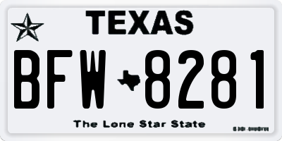 TX license plate BFW8281