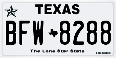 TX license plate BFW8288