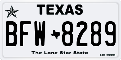 TX license plate BFW8289
