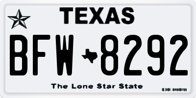 TX license plate BFW8292