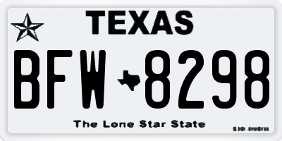 TX license plate BFW8298