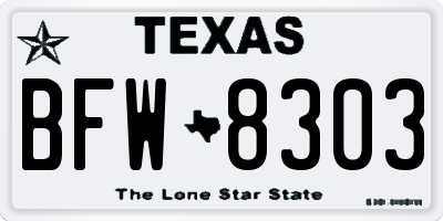 TX license plate BFW8303