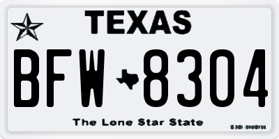 TX license plate BFW8304