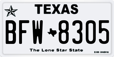 TX license plate BFW8305