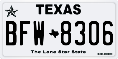TX license plate BFW8306