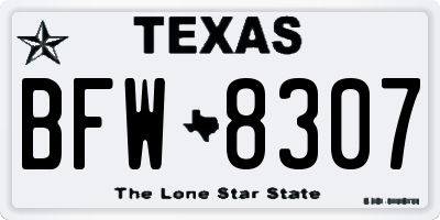 TX license plate BFW8307