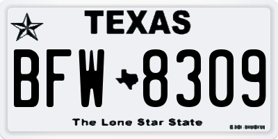 TX license plate BFW8309