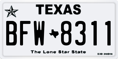 TX license plate BFW8311