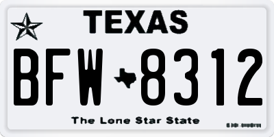 TX license plate BFW8312