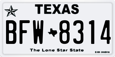 TX license plate BFW8314