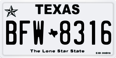 TX license plate BFW8316