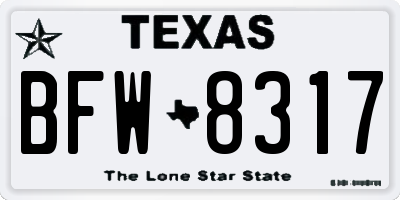 TX license plate BFW8317
