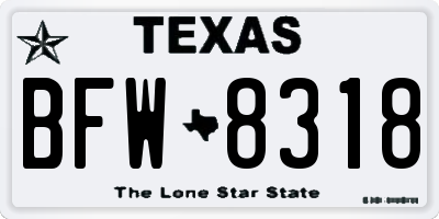 TX license plate BFW8318
