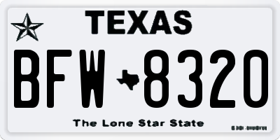 TX license plate BFW8320