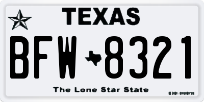 TX license plate BFW8321