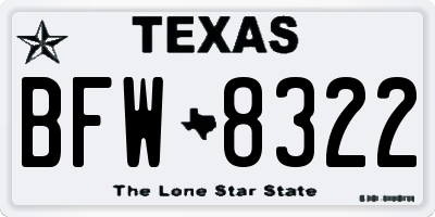 TX license plate BFW8322