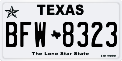TX license plate BFW8323