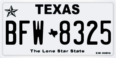 TX license plate BFW8325