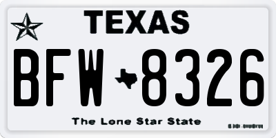TX license plate BFW8326