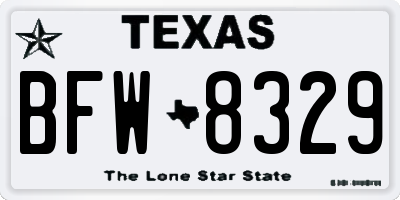 TX license plate BFW8329