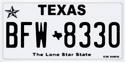 TX license plate BFW8330