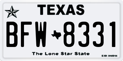 TX license plate BFW8331