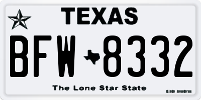 TX license plate BFW8332