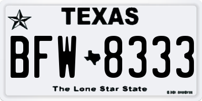 TX license plate BFW8333
