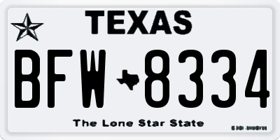 TX license plate BFW8334