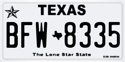TX license plate BFW8335