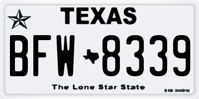 TX license plate BFW8339