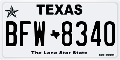 TX license plate BFW8340