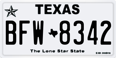 TX license plate BFW8342