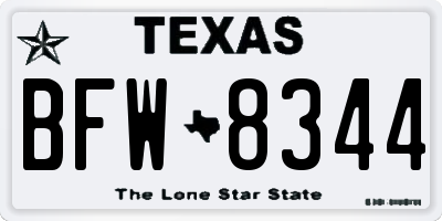 TX license plate BFW8344
