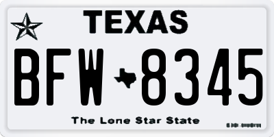 TX license plate BFW8345