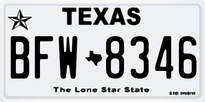 TX license plate BFW8346