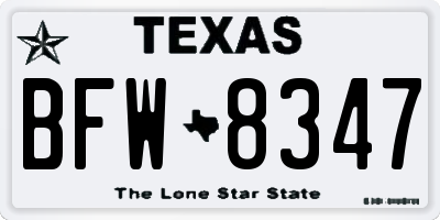 TX license plate BFW8347