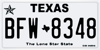 TX license plate BFW8348