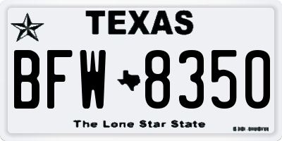 TX license plate BFW8350