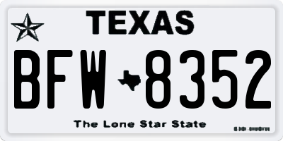 TX license plate BFW8352
