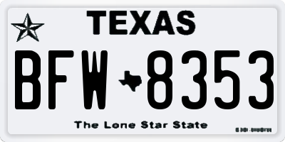 TX license plate BFW8353