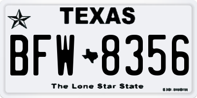 TX license plate BFW8356