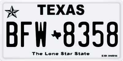 TX license plate BFW8358