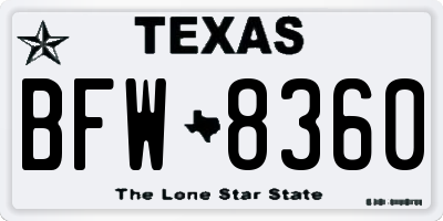 TX license plate BFW8360
