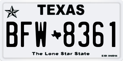 TX license plate BFW8361