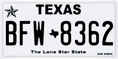 TX license plate BFW8362